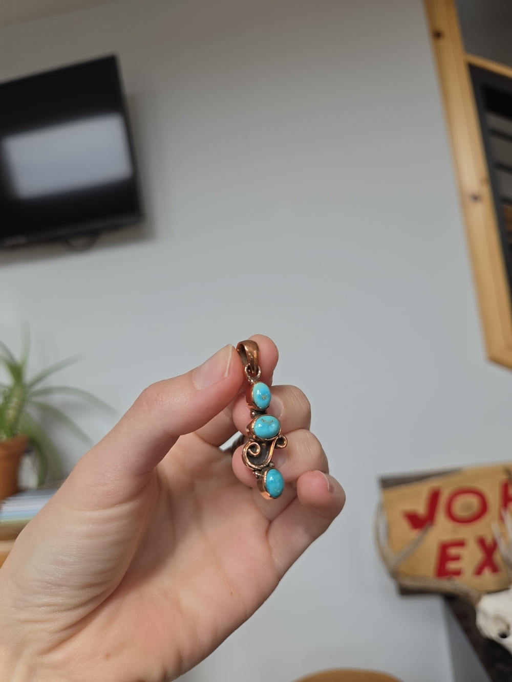 Turquoise Copper Drop Pendant - Picture 2 of 5